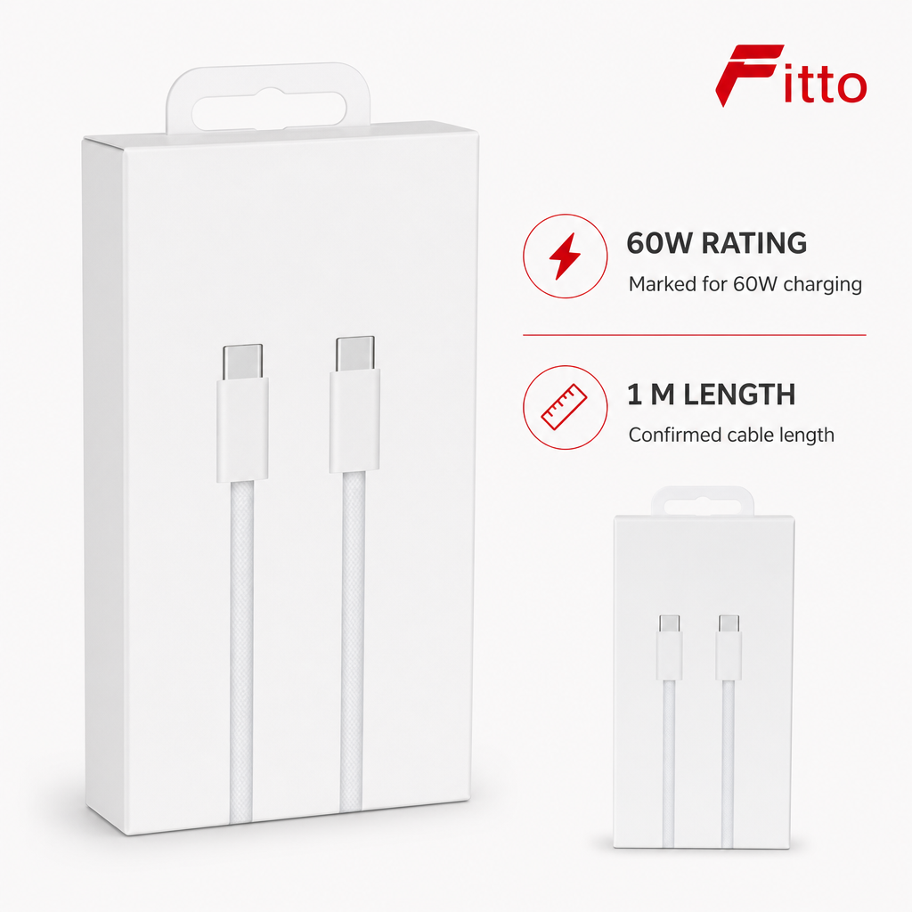 120 Pieces USB-C to USB-C Charging Cables, 60W, 1 m