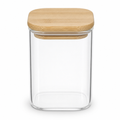 144 Pieces Glass Storage Jar with Wooden Lid, 12 x 6 x 6 cm, Clear and Natural Wood, 1 Piece