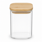 144 Pieces Glass Storage Jar with Wooden Lid, 12 x 6 x 6 cm, Clear and Natural Wood, 1 Piece
