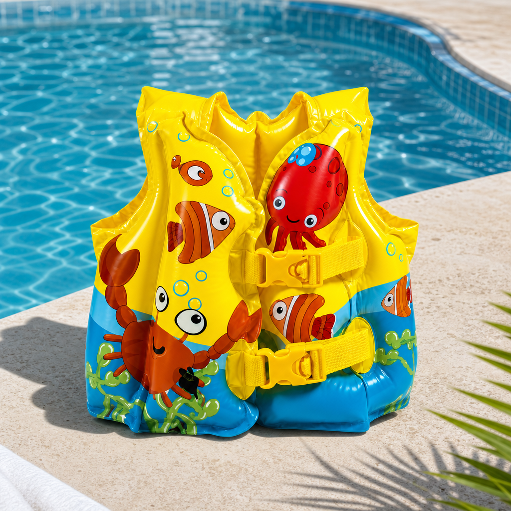 60 Pieces Inflatable Swim Vest with Arm Floats, Yellow Animal Design