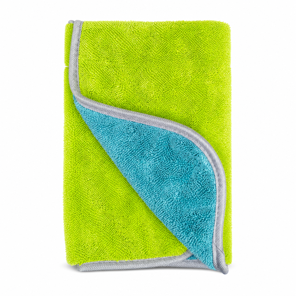 96 Pieces 2-in-1 Microfiber Car Drying Towel, 50 x 40 cm, Green and Blue