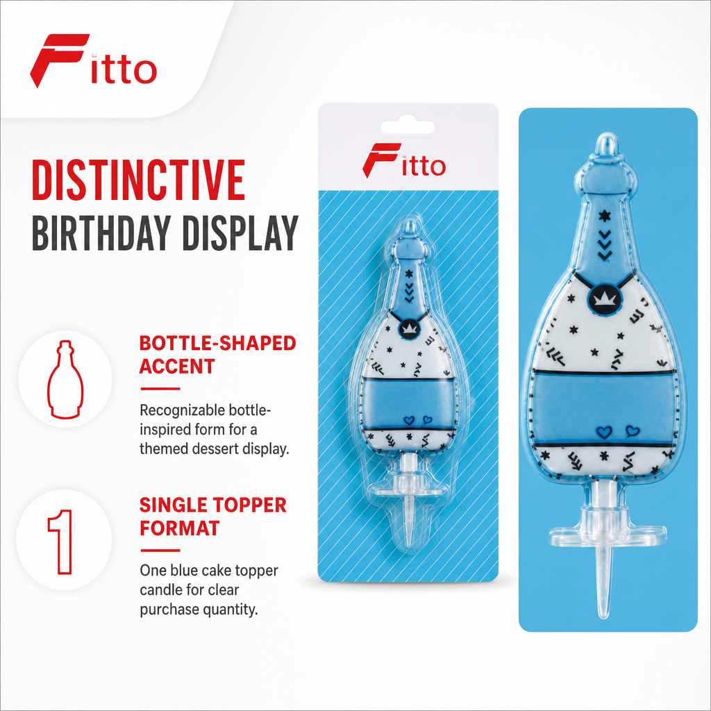 144 Pieces Bottle-Shaped Birthday Cake Topper Candle, Blue, 1 Piece