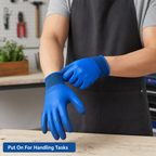 72 Pieces Nitrile-Coated Work Gloves, 24 cm, Blue, 1 Pair