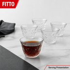 96 Pieces Clear Glass Cawa Cups with Embossed Floral Design, 6 Pieces