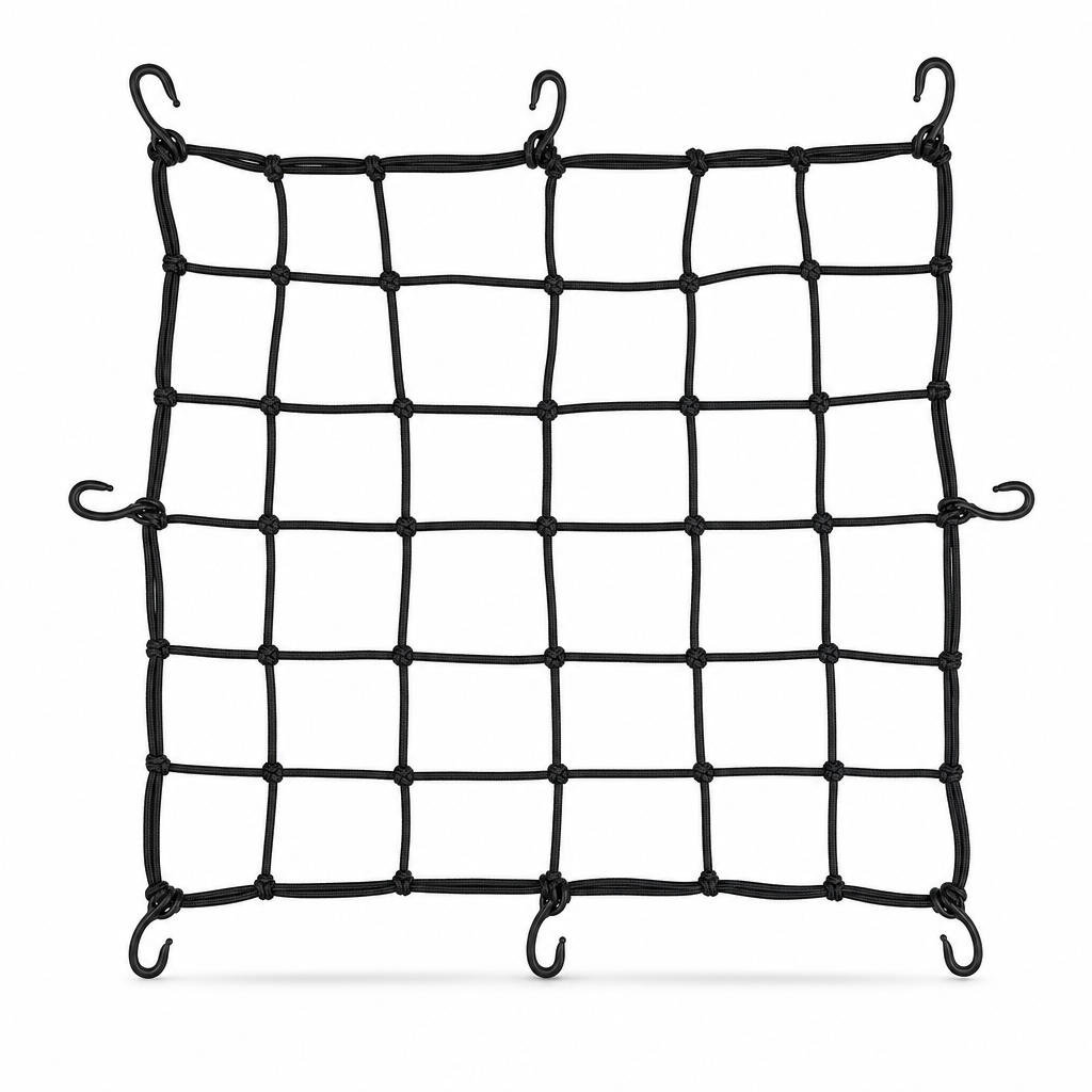 48 Pieces Elastic Cord Cargo Nets, 150 x 150 cm, 10 Hooks, Black Net for Vehicle Storage