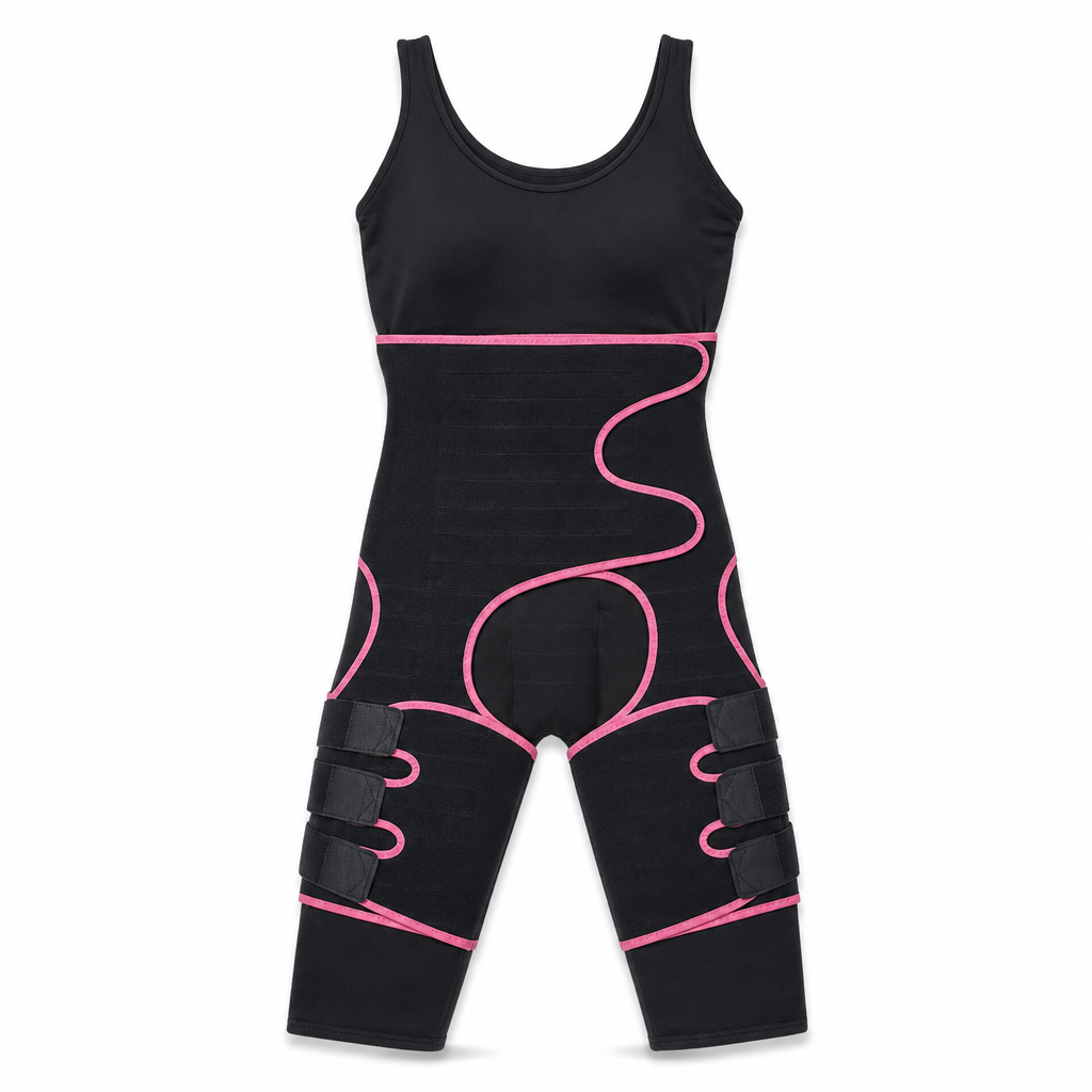 72 Pieces Adjustable Waist and Thigh Shapewear Band, One-Piece Body-Shaping Garment, Black and Pink, 1 Piece