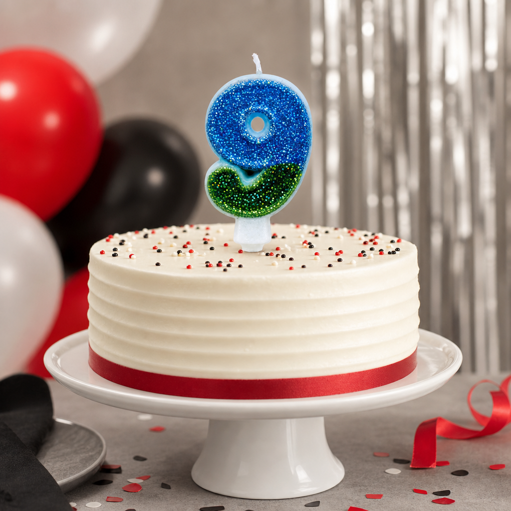 240 Pieces Number 9 Birthday Cake Candles, Blue and Light Blue Glitter, 2 in