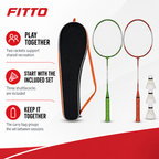 96 Pieces Badminton Racket Set, 2 Rackets, 3 Shuttlecocks and Carry Bag, Red and Green