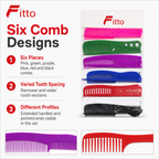 96 Pieces Hair Combs Set, 6 Pieces, Multi-Colour Grooming Combs for Styling and Daily Hair Care