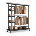 48 Pieces Clothes Drying Rack, Double-Deck Design with Parallel Bars and Side Frame, 150 × 52 × 154.5 cm