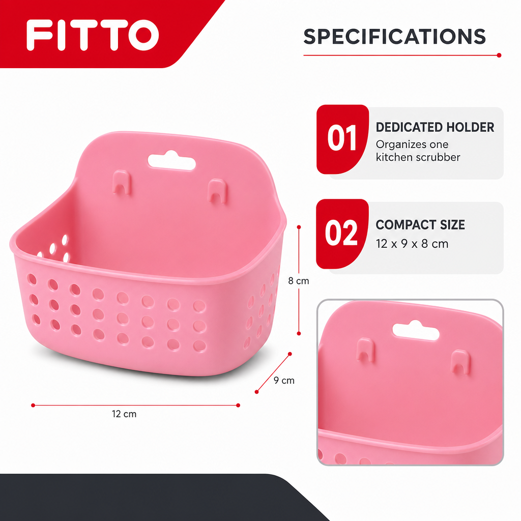 240 Pieces Plastic Kitchen Scrubber Holder, Pink, 12 x 9 x 8 cm