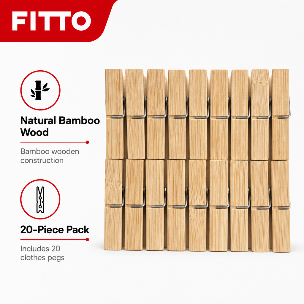 240 Pieces Bamboo Wooden Clothes Pegs, 20 Pieces for Laundry Drying and Household Use