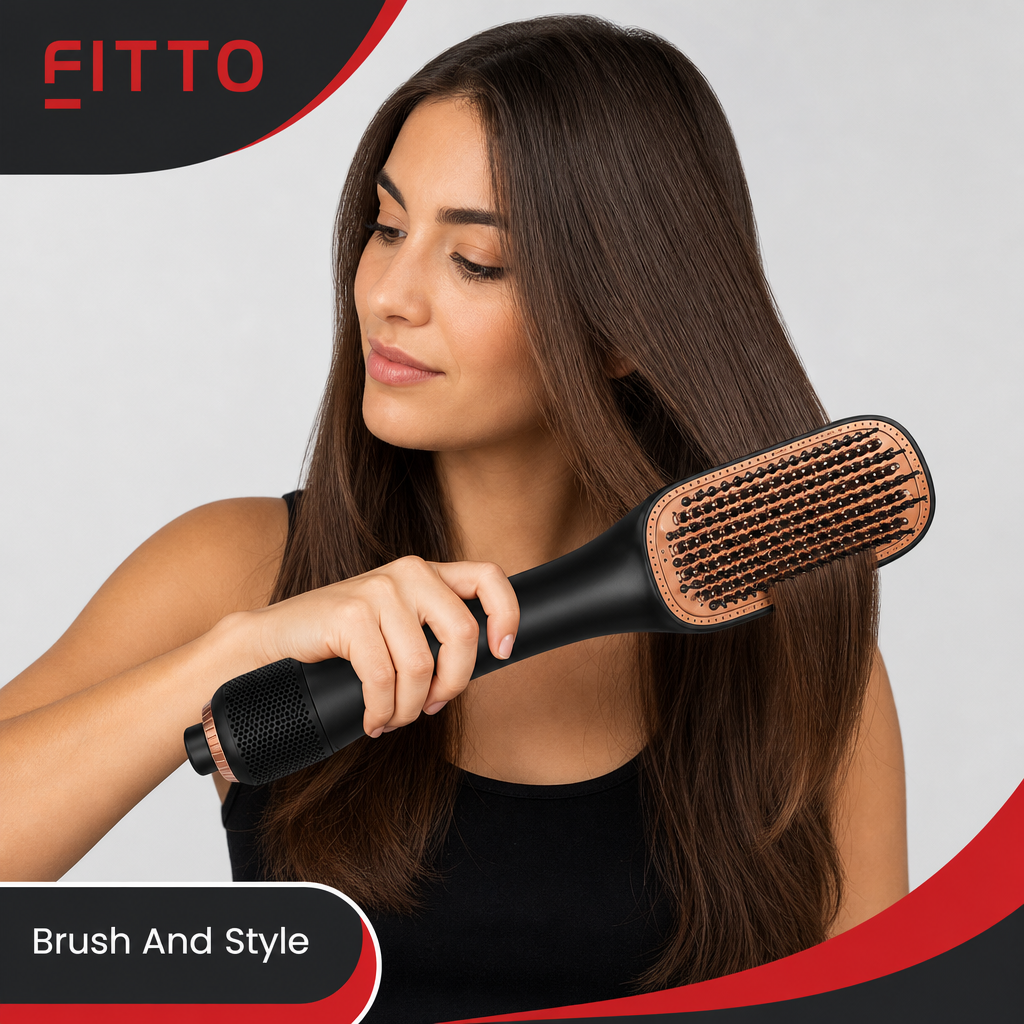 48 Pieces Hot Air Styling Brush, 2-in-1 Dryer and Styling Tool, Black and Copper, 1 Piece