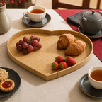 72 Pieces Heart-Shaped Bamboo Serving Trays, Woven Raised Rim, 40 cm