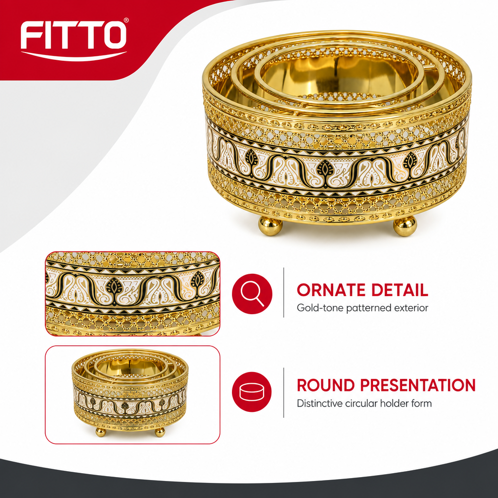 96 Pieces Decorative Tissue Box Holder, Ornate Gold Round Design, 1 Piece