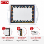 72 Pieces Melamine Rectangular Serving Trays with Handles, 22 Inch, Decorative Design 2655