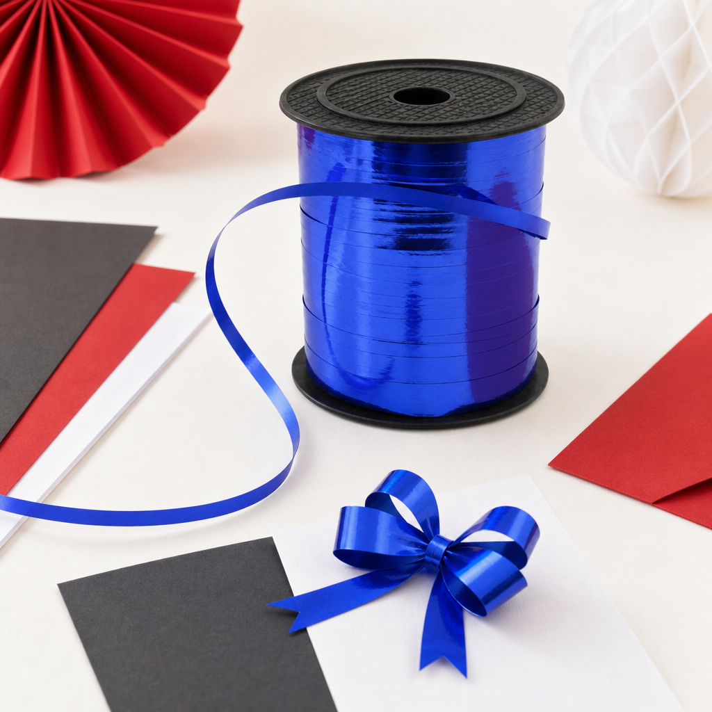120 Pieces Blue Metallic Ribbon Roll, 5 mm x 250 yd, Decorative Craft Ribbon for Wrapping, Bows and Creative Projects