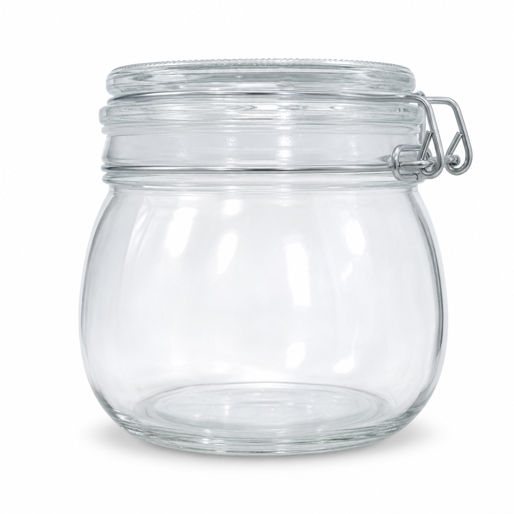 120 Pieces Clamp-Lid Glass Storage Jar, 500 ml, Clear, 1 Piece