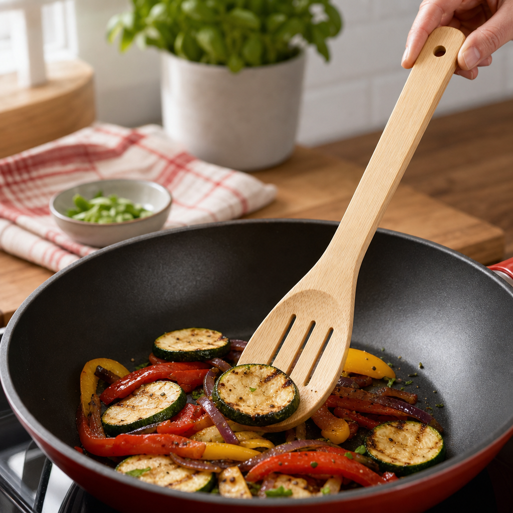 240 Pieces Wooden Slotted Spatula with Rounded Edge, 34 cm, 1 Piece