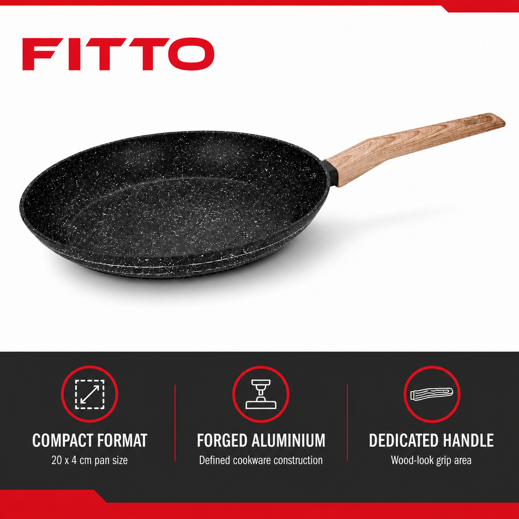 60 Pieces Forged Aluminium Frying Pan Without Lid, 20 x 4 cm, Black