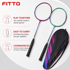 72 Pieces Badminton Racket Set with Carry Bag, 2-Piece, Purple and Green