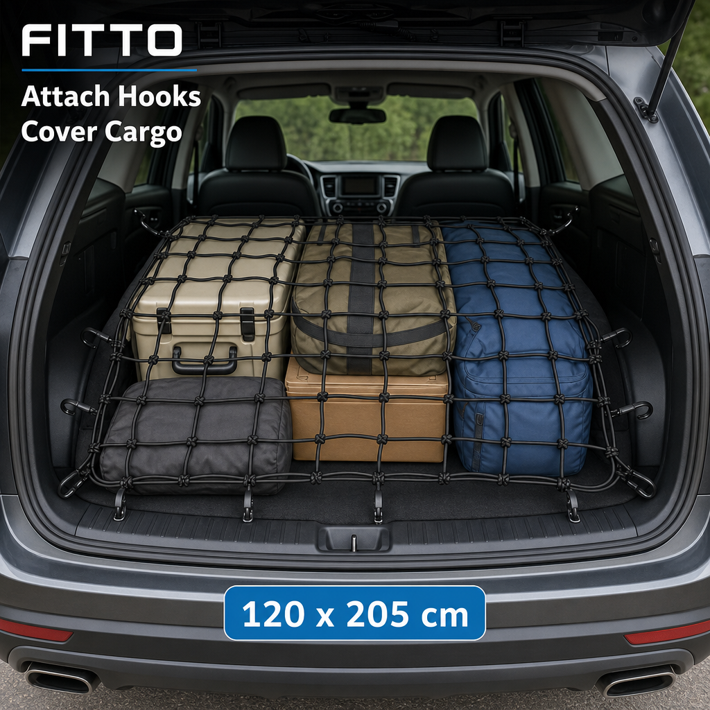48 Pieces Elastic Cord Cargo Net, 120 x 205 cm, 16 Hooks