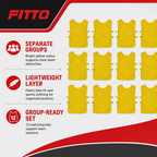 48 Pieces Lightweight Fabric Sports Training Bibs with Side Straps, Standard Size, Yellow, 12-Piece Pack