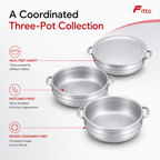 48 Pieces Cookwares Set, 3-Piece Silver Round Cooking Pots, Anodised Aluminium