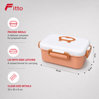 96 Pieces White and Orange Rectangular Plastic Lunch Box with Side Latches, 1 Piece, 22 x 16 x 9 cm