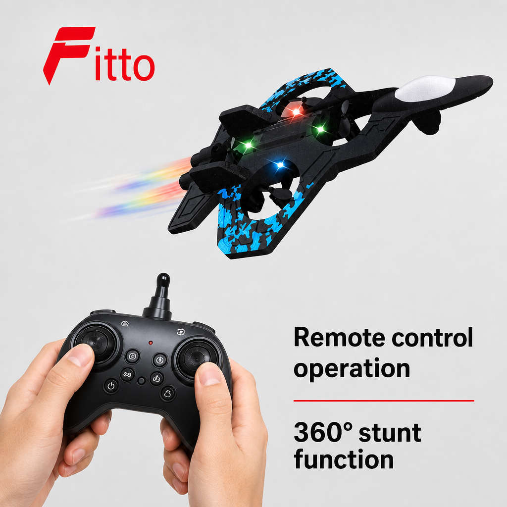 60 Pieces Remote Control Fighter Plane with 360° Stunt Function, 25.5 x 18 x 5.2 cm