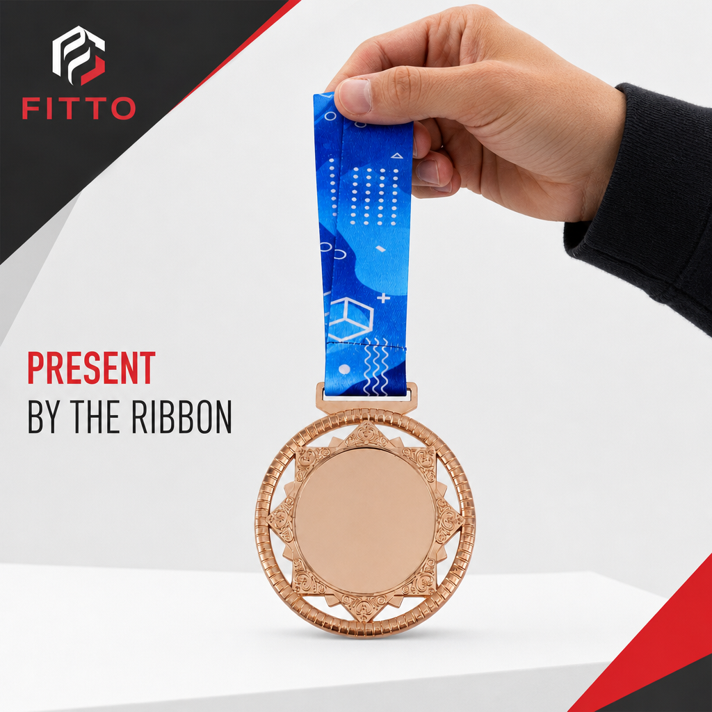 144 Pieces Star Frame Sports Medal with Blue Ribbon, Bronze, 10 x 8 cm