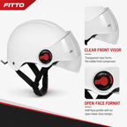 72 Pieces Half-Face Motorcycle Helmets with Clear Visor, White
