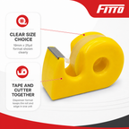144 Pieces Tape Dispenser with Crystal Clear Adhesive Tape, 19mm x 25yd, Yellow