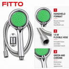 120 Pieces Hand Shower Head with 1.5 m Flexible Hose, Green and Chrome