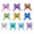 240 Pieces Assorted Colour Metallic Ribbon Bows, 18 mm, Ready-Made Decorative Accents, 10 Pieces