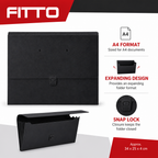 96 Pieces A4 Expanding Document Folder, Black File Organizer with Snap Lock Closure, 1 Piece