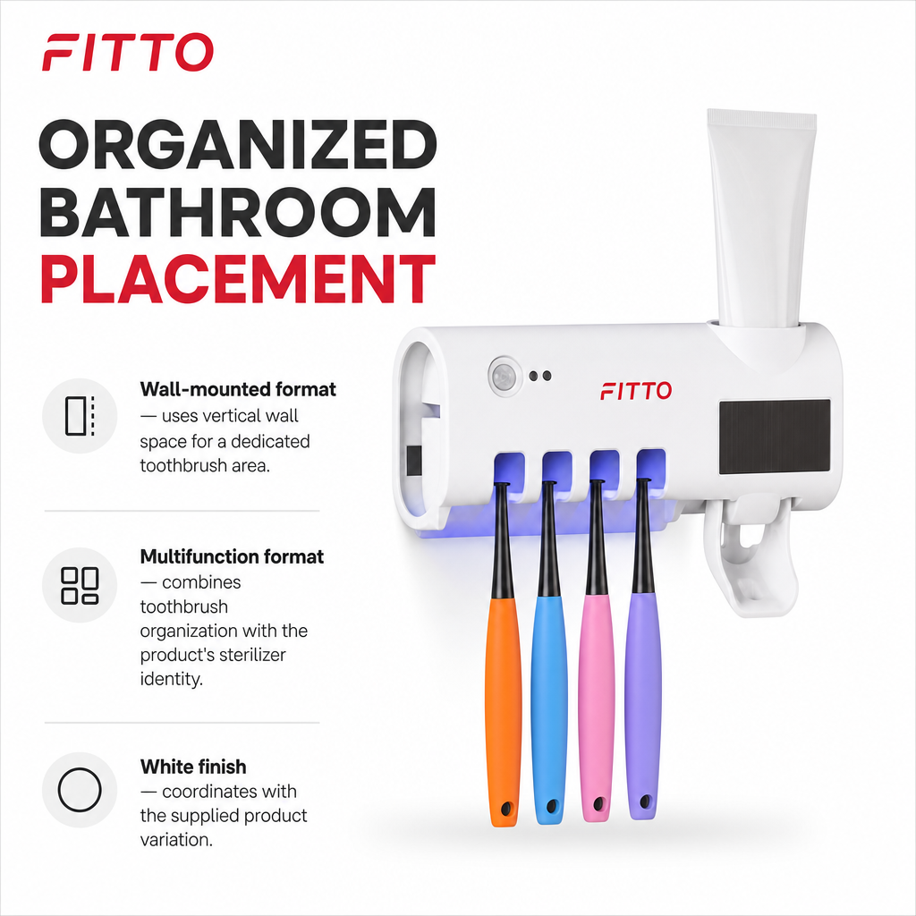96 Pieces White Multifunction Toothbrush Sterilizers, Wall-Mounted Bathroom Organizer, 1 Piece
