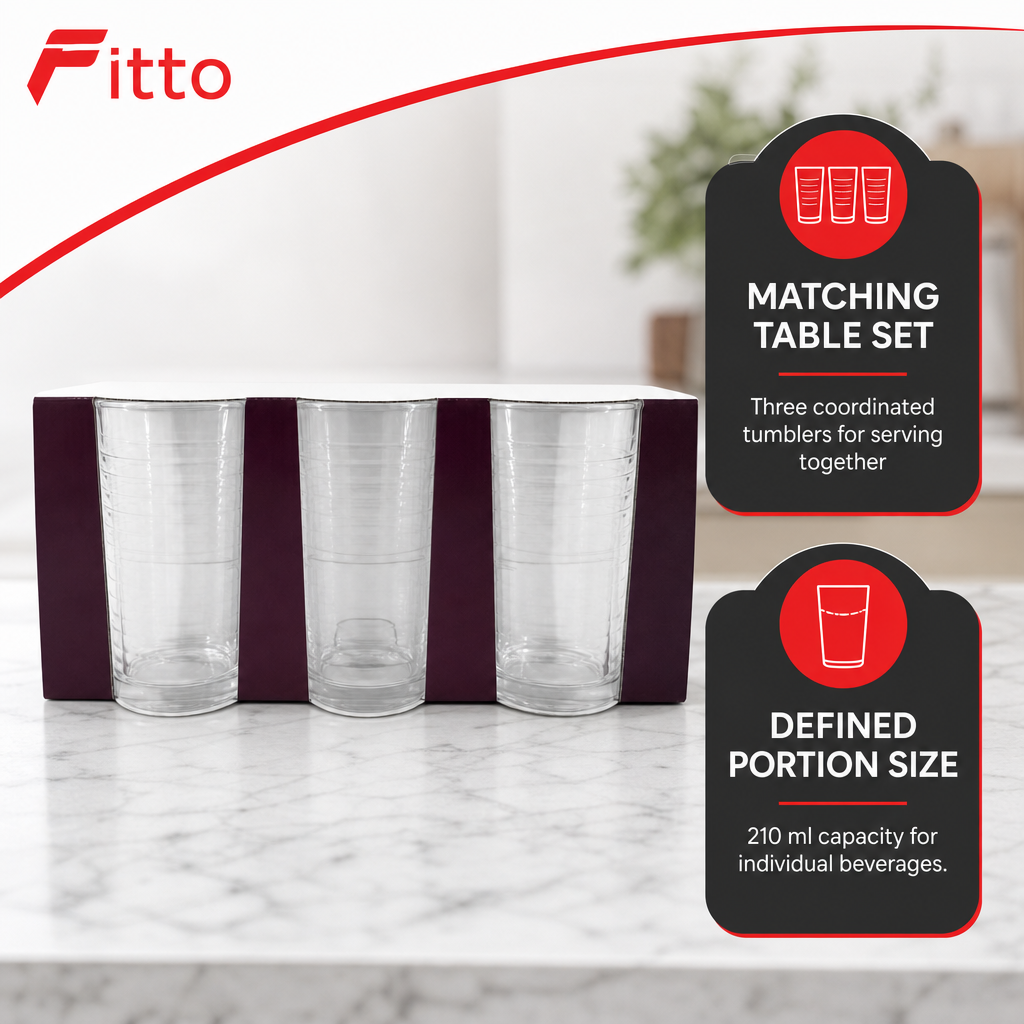 96 Pieces Glass Tumbler Set, 210 ml, Clear Drinking Glasses, 3 Pieces