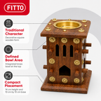 72 Pieces Wooden Bakhoor Incense Burner with Brass Bowl, Small, 14 cm