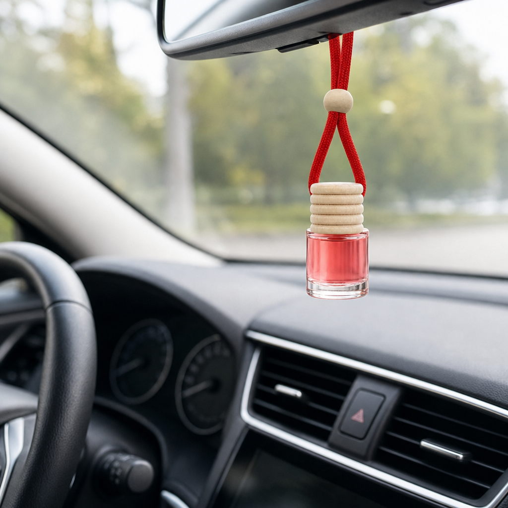 144 Pieces Hanging Bottle Air Freshener, Rose Oud Scent, Car Interior Fragrance, 8 x 4 x 4 cm