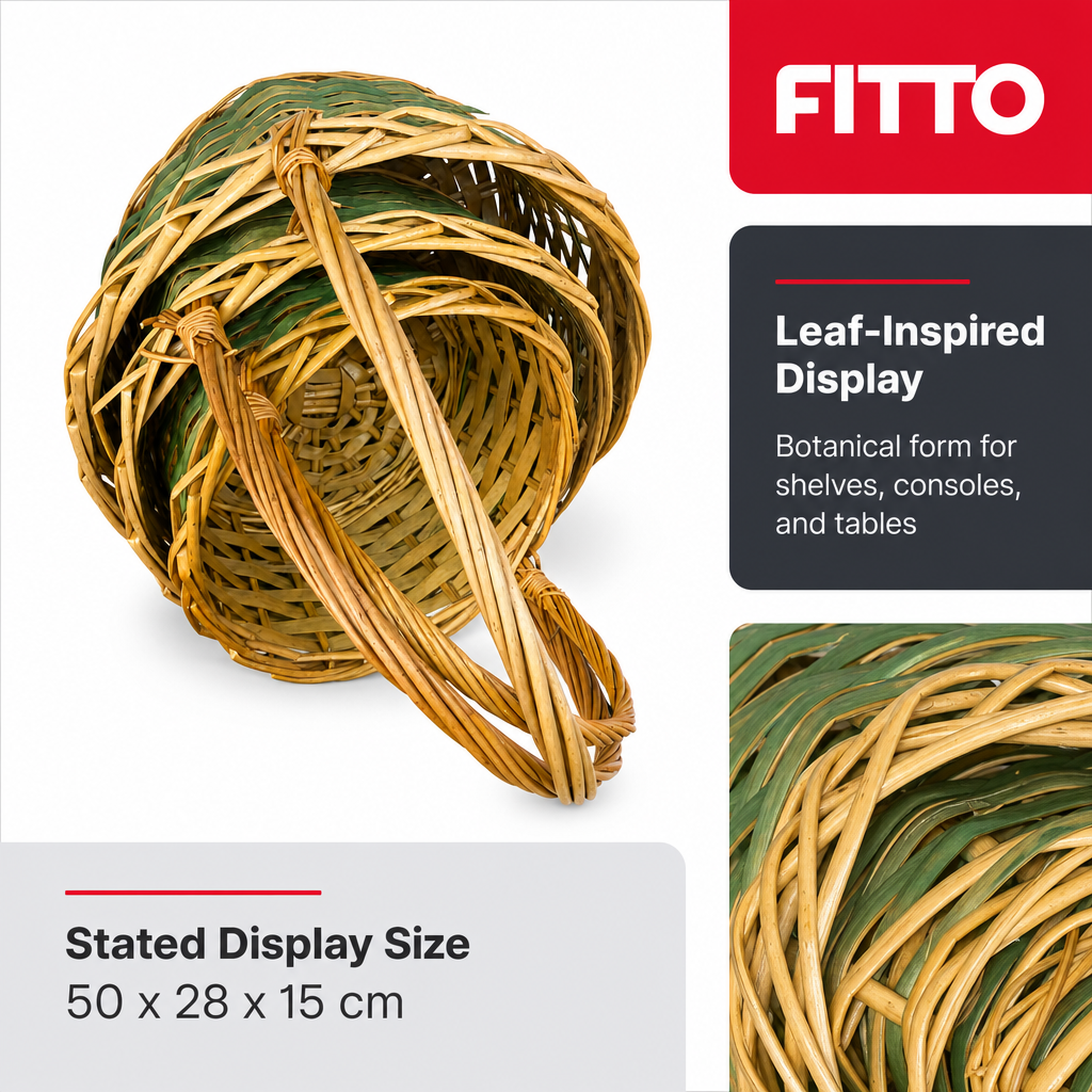 60 Pieces Decorative Wicker Leaf Basket, Natural, 50 x 28 x 15 cm