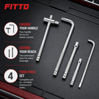 96 Pieces 1/2-Inch Drive Socket Wrench Set, T-Handle, L-Handle, Extension Bars and L-Type Wrench, Silver, 4-Piece