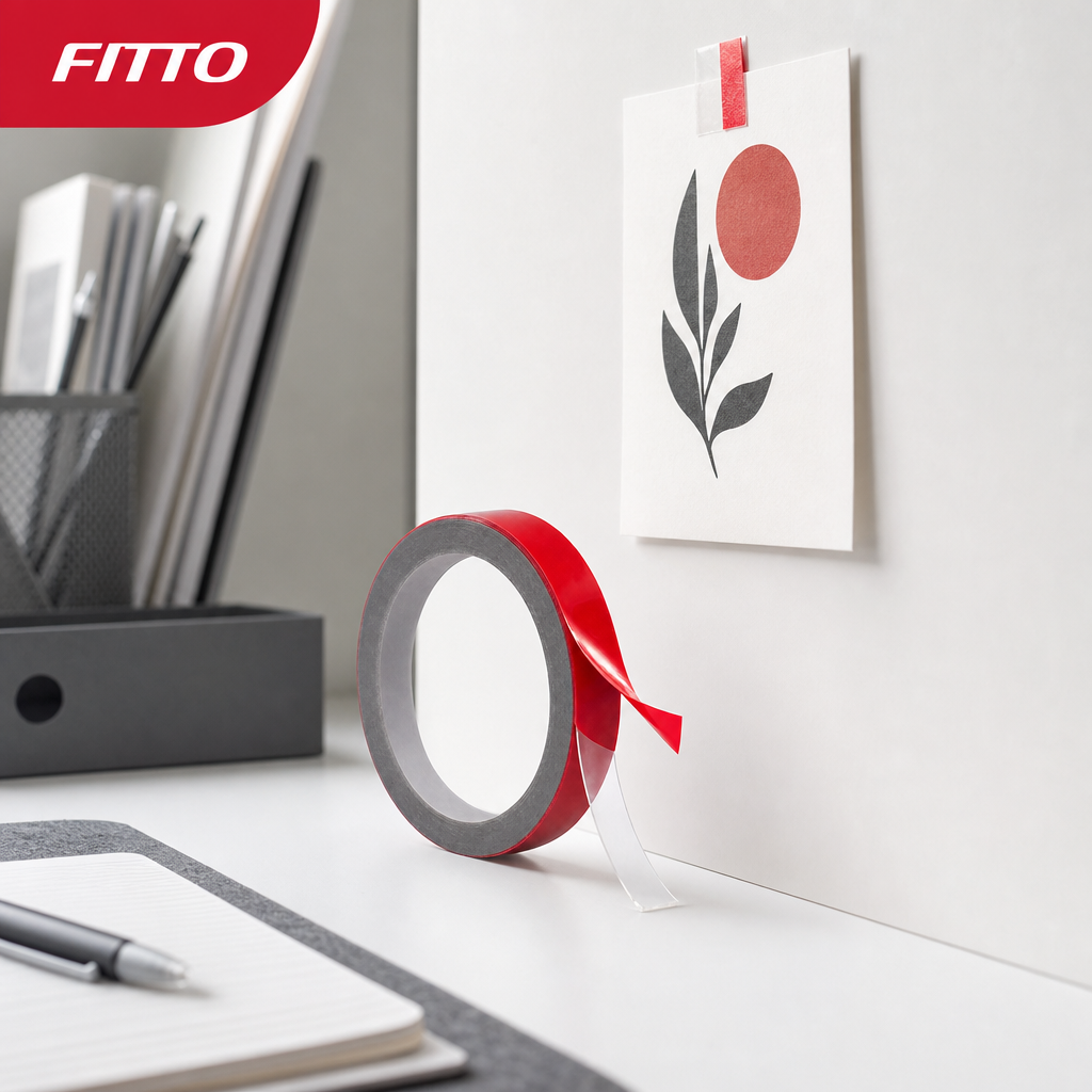 120 Pieces Double-Sided Mounting Tape, Grey Adhesive Roll with Red Release Film, 10 mm x 5 m, 1 Roll