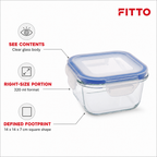 96 Pieces Square Glass Food Container with PP Lid, 320 ml