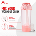 96 Pieces Protein Shaker Bottle With Mixer, Pink, 1 Piece, 24 cm