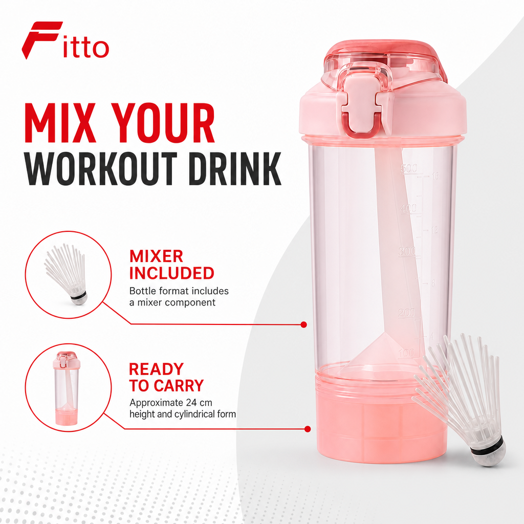 96 Pieces Protein Shaker Bottle With Mixer, Pink, 1 Piece, 24 cm