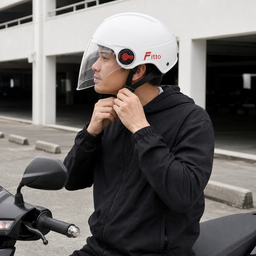 72 Pieces Half-Face Motorcycle Helmets with Clear Visor, White
