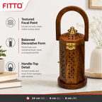 72 Pieces Wooden Decorative Lantern with Handle and Brass-Finish Hardware, Big 24cm