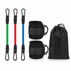 72 Pieces Ankle Resistance Cord Set, 3 Resistance Cords with Ankle Cuffs for Leg Exercise and Fitness