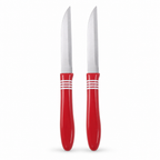 120 Pieces 5 Inch Kitchen Knives Set With Plastic Handles, Red and Silver, 2 Pieces